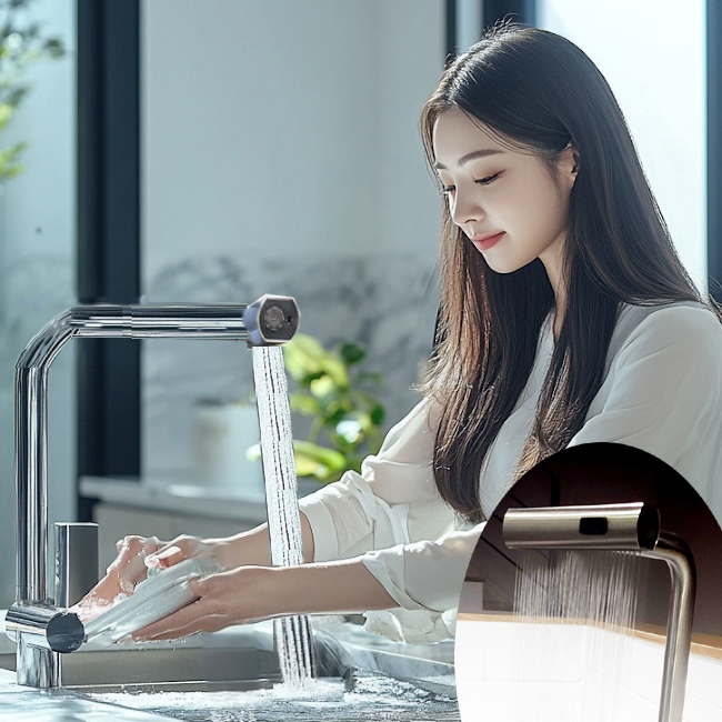 노블 와이드 싱크대 수전/대정 워터스/고급 주방 수전/녹방지 스테인리스 수전/수압 조절 가능한 수전/주방 고급 수전